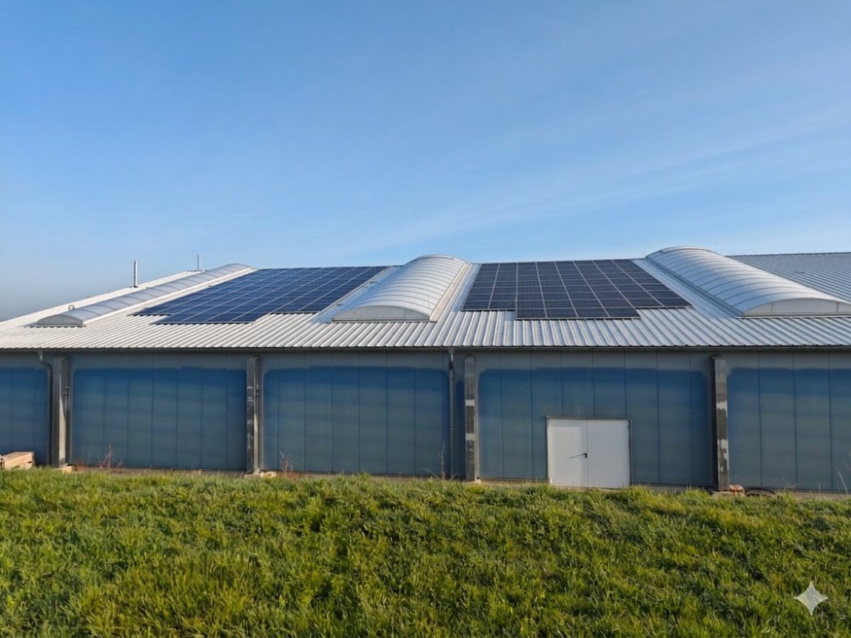 Tennishalle des TSV Rohr mit Photovoltaik-Anlage auf dem Dach
